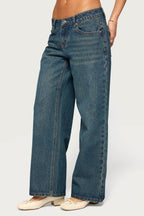 Petite Raelynn Washed Low Rise Baggy Jeans