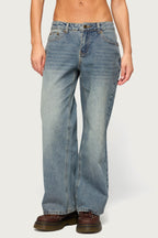 Petite Raelynn Washed Low Rise Baggy Jeans