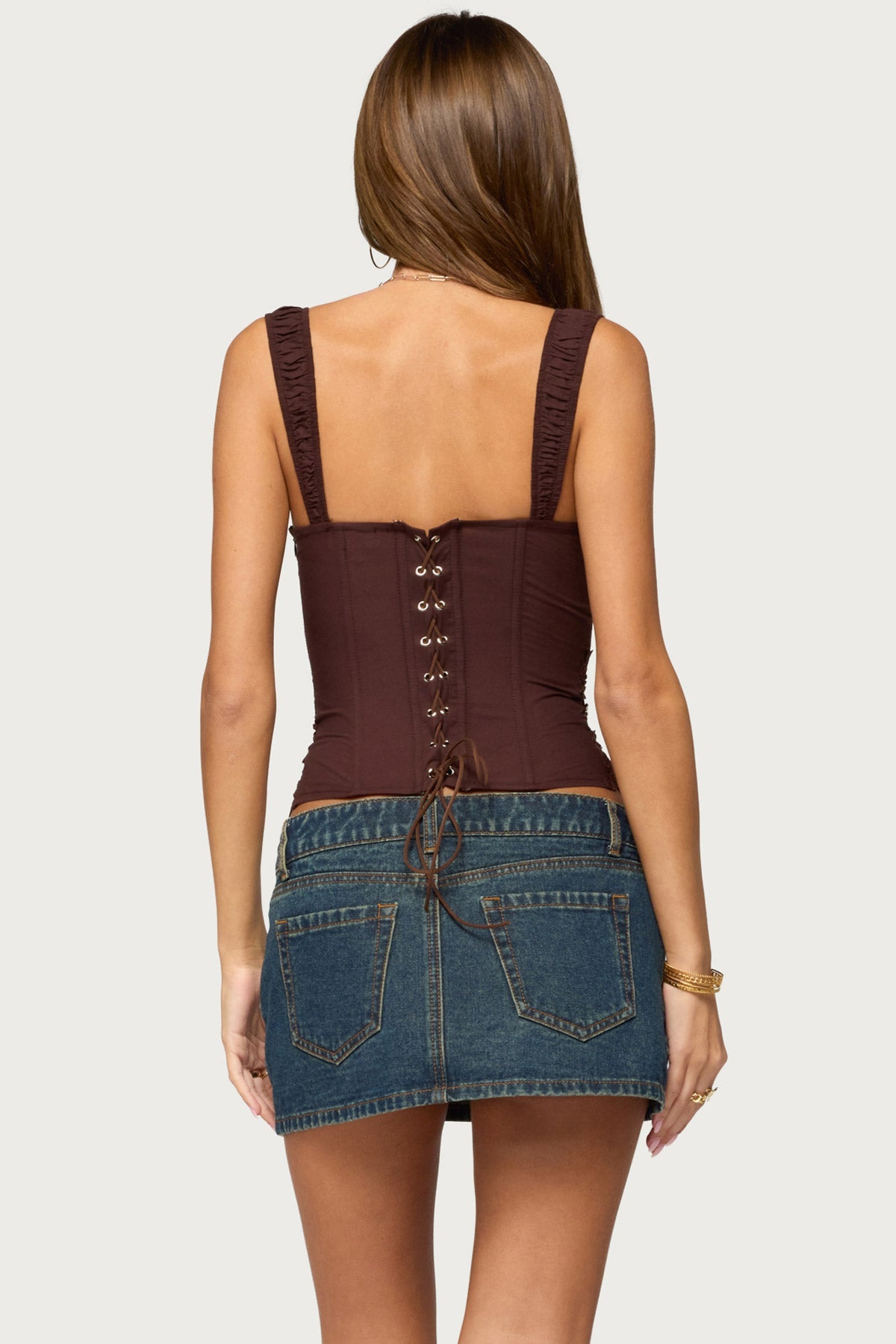 Jana Lacey Ruched Strap Corset