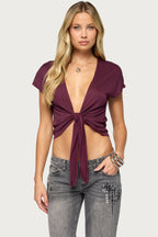 Marisse Tie Front Top