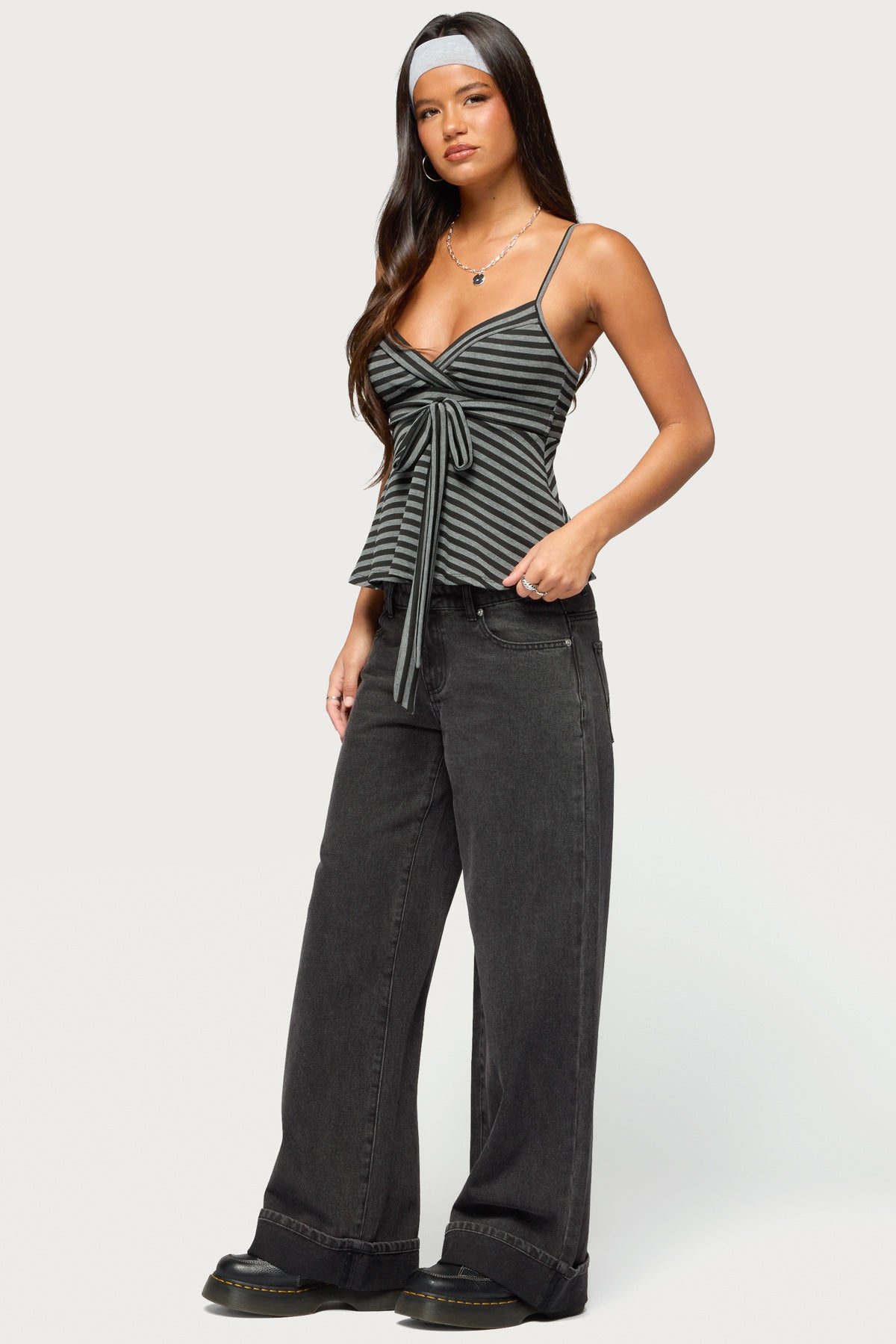 Gatz Cuffed Low Rise Wide Leg Jeans