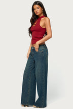 Darby High Neck Keyhole Top