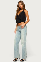 Eilen Lacey Wrap Halter Top