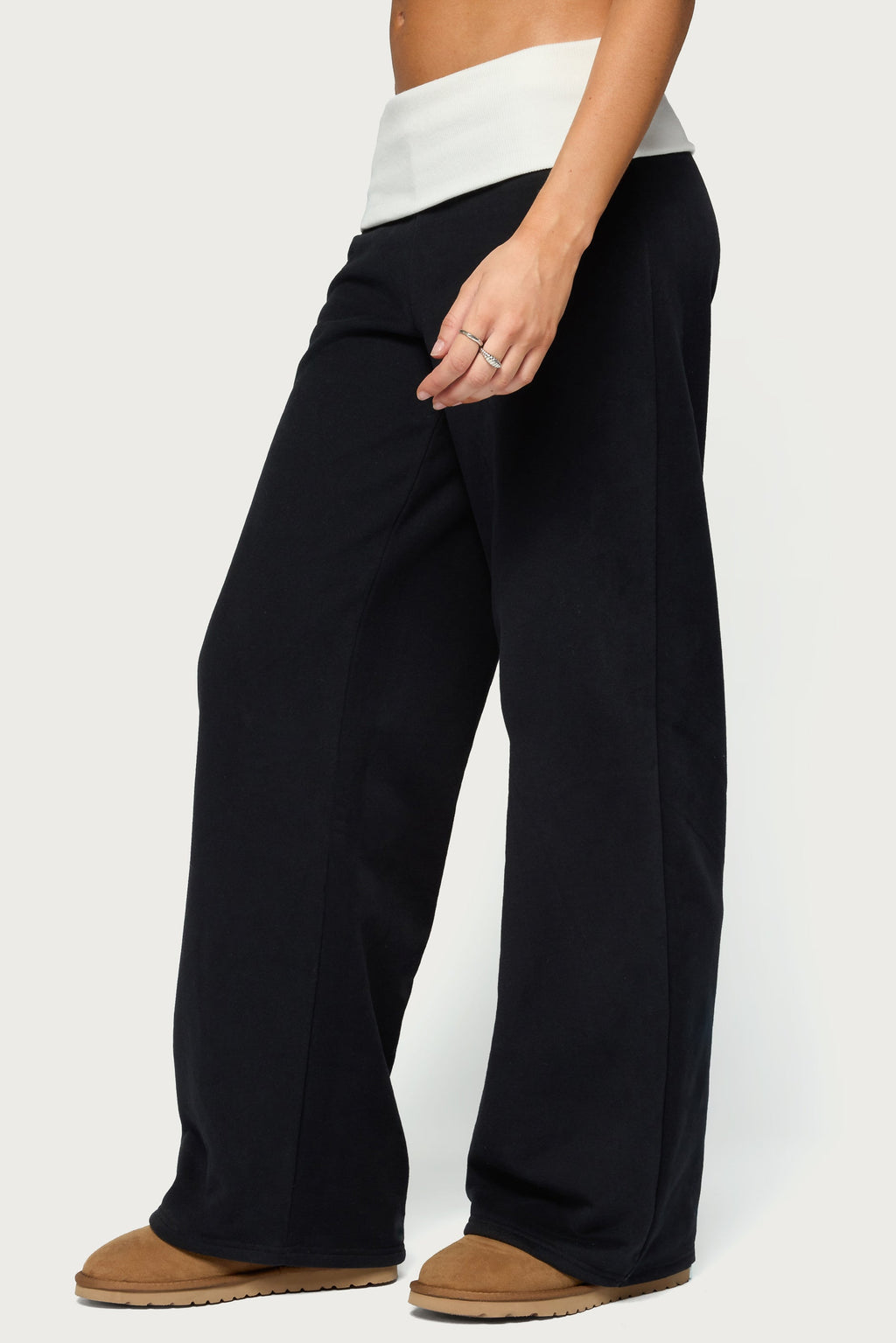Idha Contrast Foldover Baggy Sweatpants