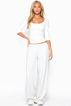 Desi Scoop Neck Three-Quarter Sleeve Top