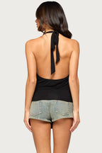Dixi Buckle Draped Plunge Neck Top