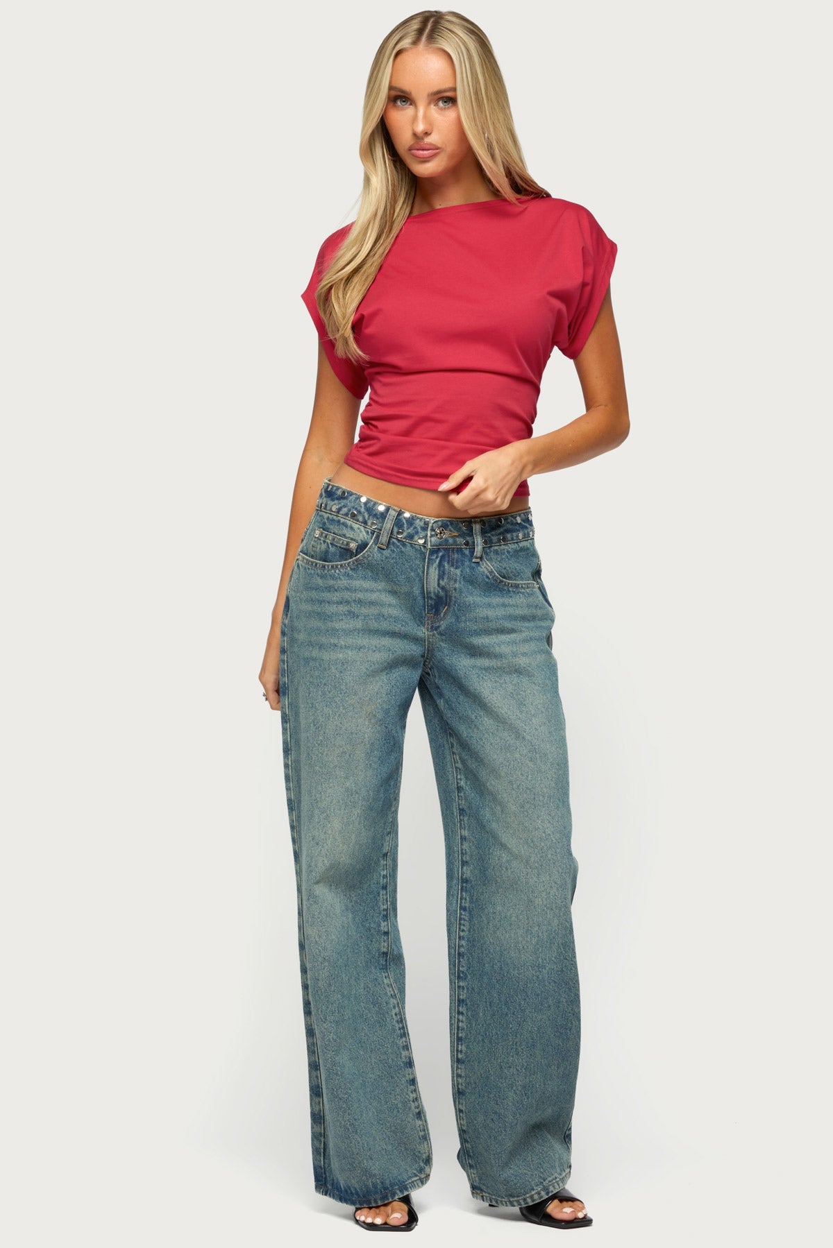 Katy Boat Neck Ruched Top