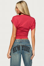 Katy Boat Neck Ruched Top