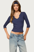 Quila Ribbed Three-Quarter Sleeve Top