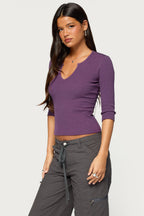 Quila Ribbed Three-Quarter Sleeve Top