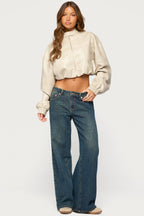 Naeva Cropped Faux Leather Jacket