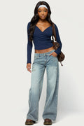 Noor Distressed Low Rise Baggy Jeans