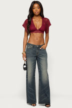 Sherly Lace Flutter Sleeve Crop Top