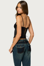 Heba Lacey Satin Effect Corset