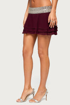 Feila Beaded Chiffon Mini Skirt