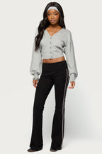 Jiara Balloon Sleeve V Neck Cardigan