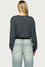 Ebby Studded Long Sleeve Wrap Top