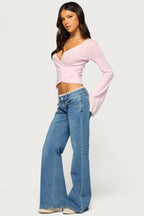 Earle Pointelle Wrap Knit Sweater
