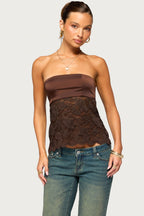Laely Lacey Satin Effect Strapless Top