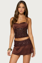 Kya Lacey Satin Effect Corset