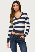 Austen Striped V Neck Sweater