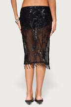 Hilly Beaded Fringe Midi Skort