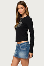 Bellah Rhinestone Graphic Top