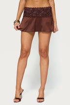 Kya Lacey Beaded Satin Effect Mini Skort