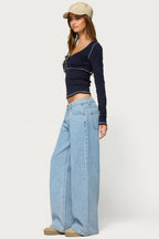 Harpen Contrast Stitch Long Sleeve Top