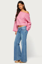 Jacey Off Shoulder Striped Sweater