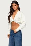 Lorrie Twist Front Cropped Knit Sweater