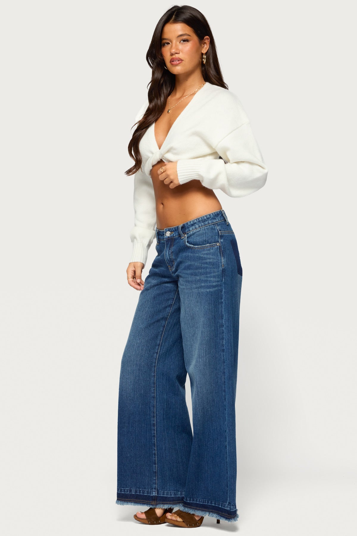 Lorrie Twist Front Cropped Knit Sweater