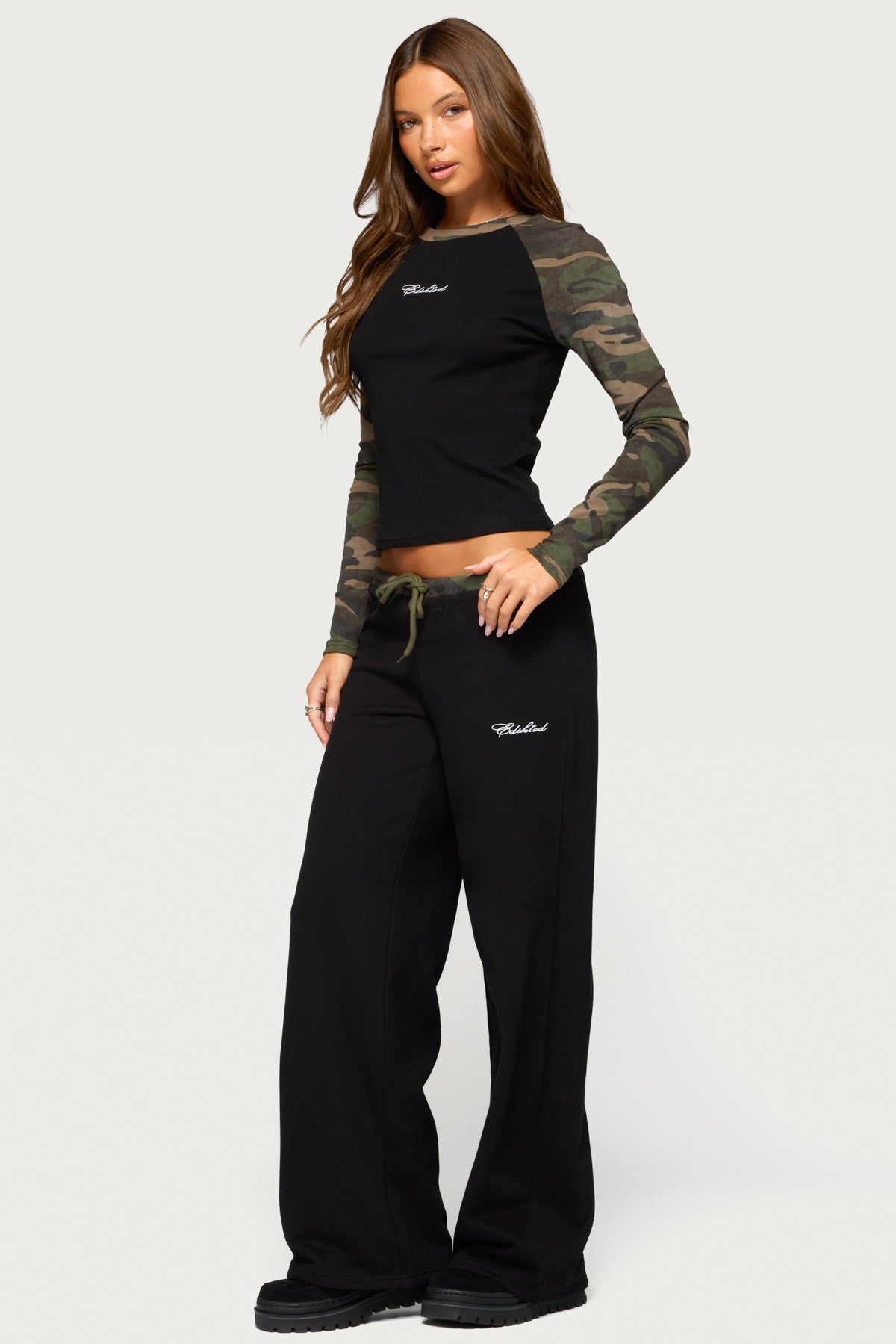 Taye Camo Raglan Long Sleeve Top