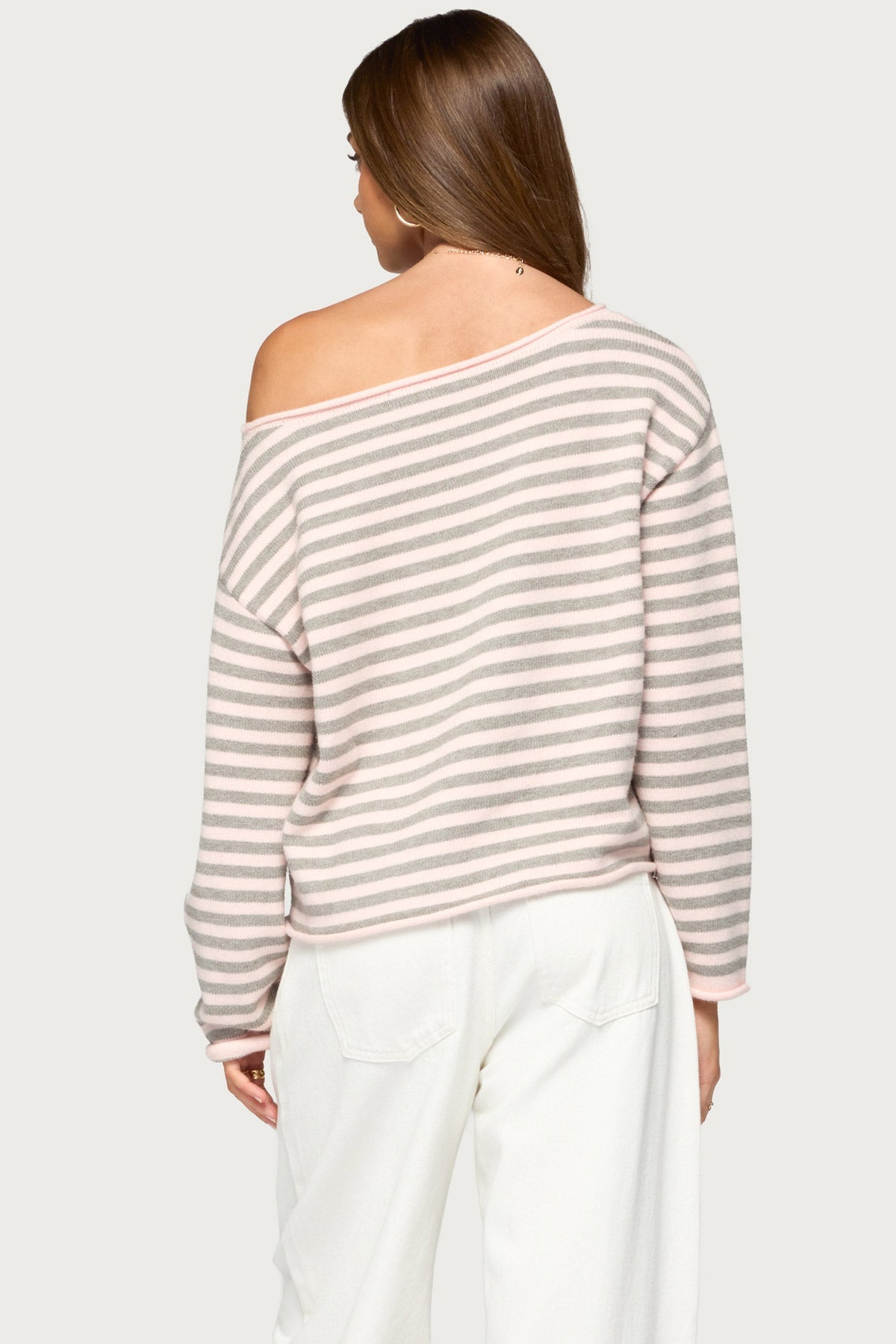 Amita Off Shoulder Striped Sweater