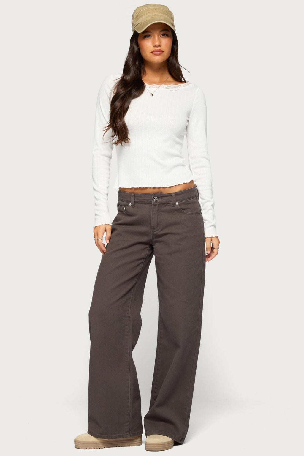 Jasmina Pointelle Lacey Long Sleeve Top