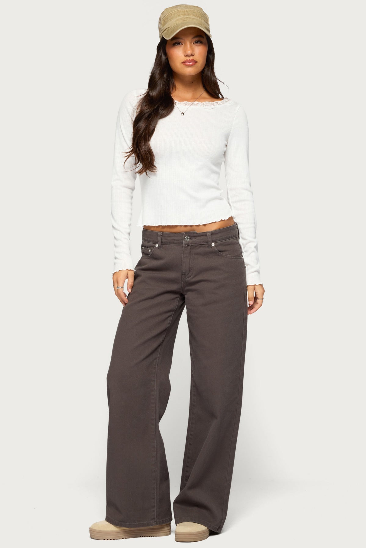Jasmina Pointelle Lacey Long Sleeve Top