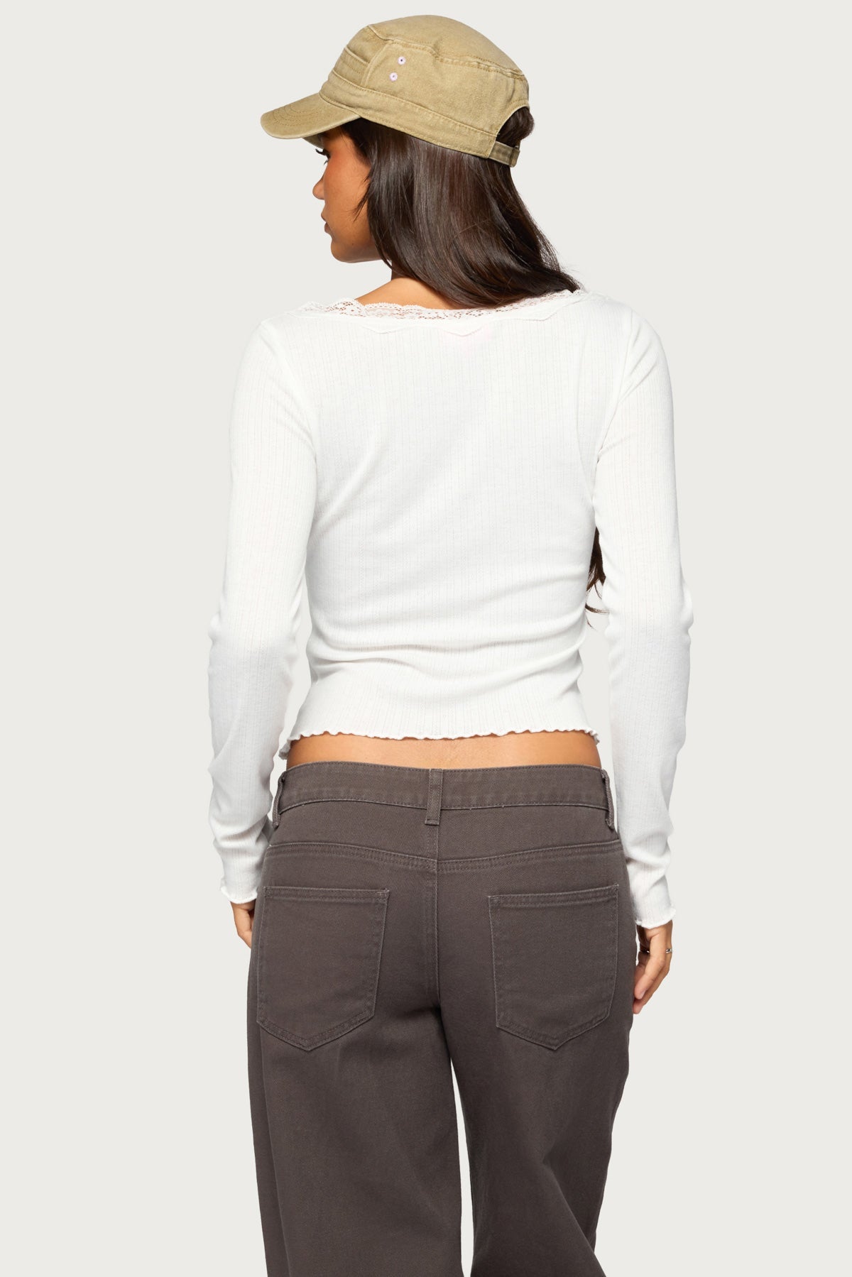 Jasmina Pointelle Lacey Long Sleeve Top