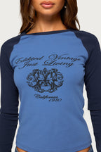 Edikted Just Living Raglan Graphic Top