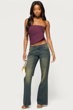 Amei Asymmetric Strapless Wrap Top